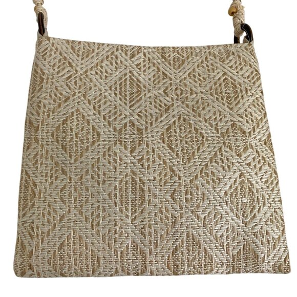 Cappelli NWOT Straw Woven Beige Small Clutch Bag With Rope Handle & Wooden Beads - Picture 2 of 13